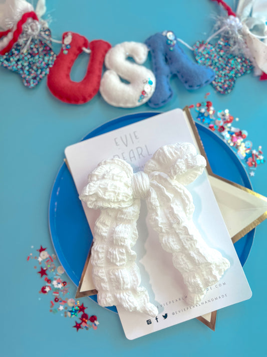 White Crinkle Longtailed Bow