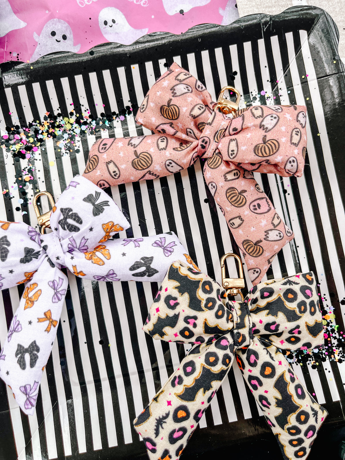 Spooky cute Halloween Puffy Bow Keychains