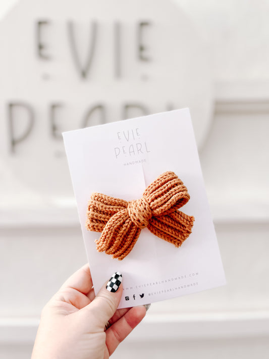 Pumpkin Spice Knit Hair Bow
