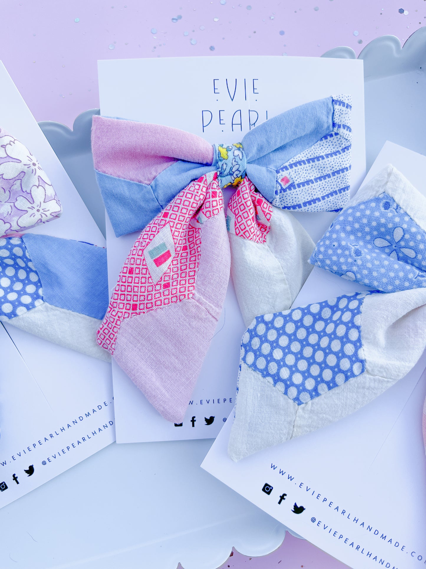 Heirloom Patchwork Quilted Medium Sailor Bow for Girls & Women