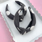 Black Dot Ribbed Knotted Headband
