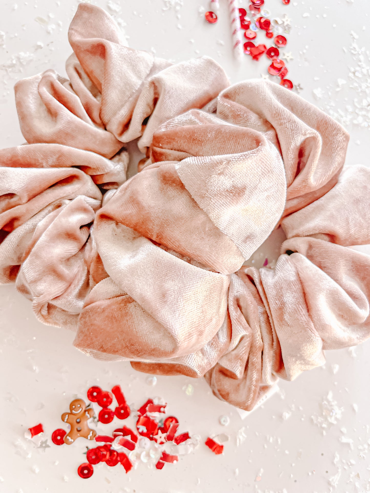 Pink Crushed Velvet Oversized Scrunchy