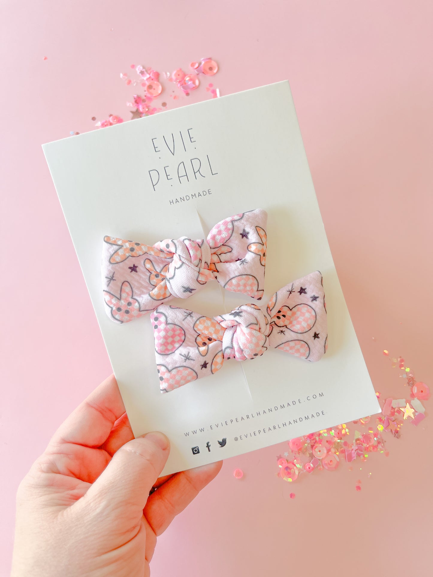 Pink Peep Knot Bow Pigtails