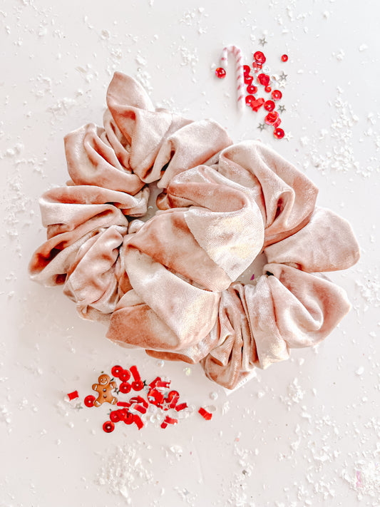 Pink Crushed Velvet Oversized Scrunchy