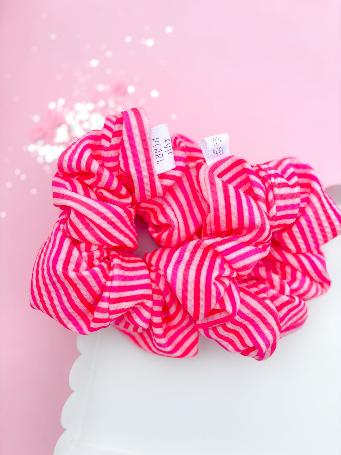 Pretty In Pink Stripe Scrunchy