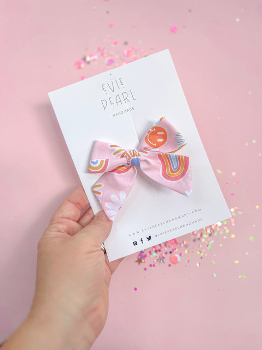 Medium Pink Rainbow Smiley Pinwheel