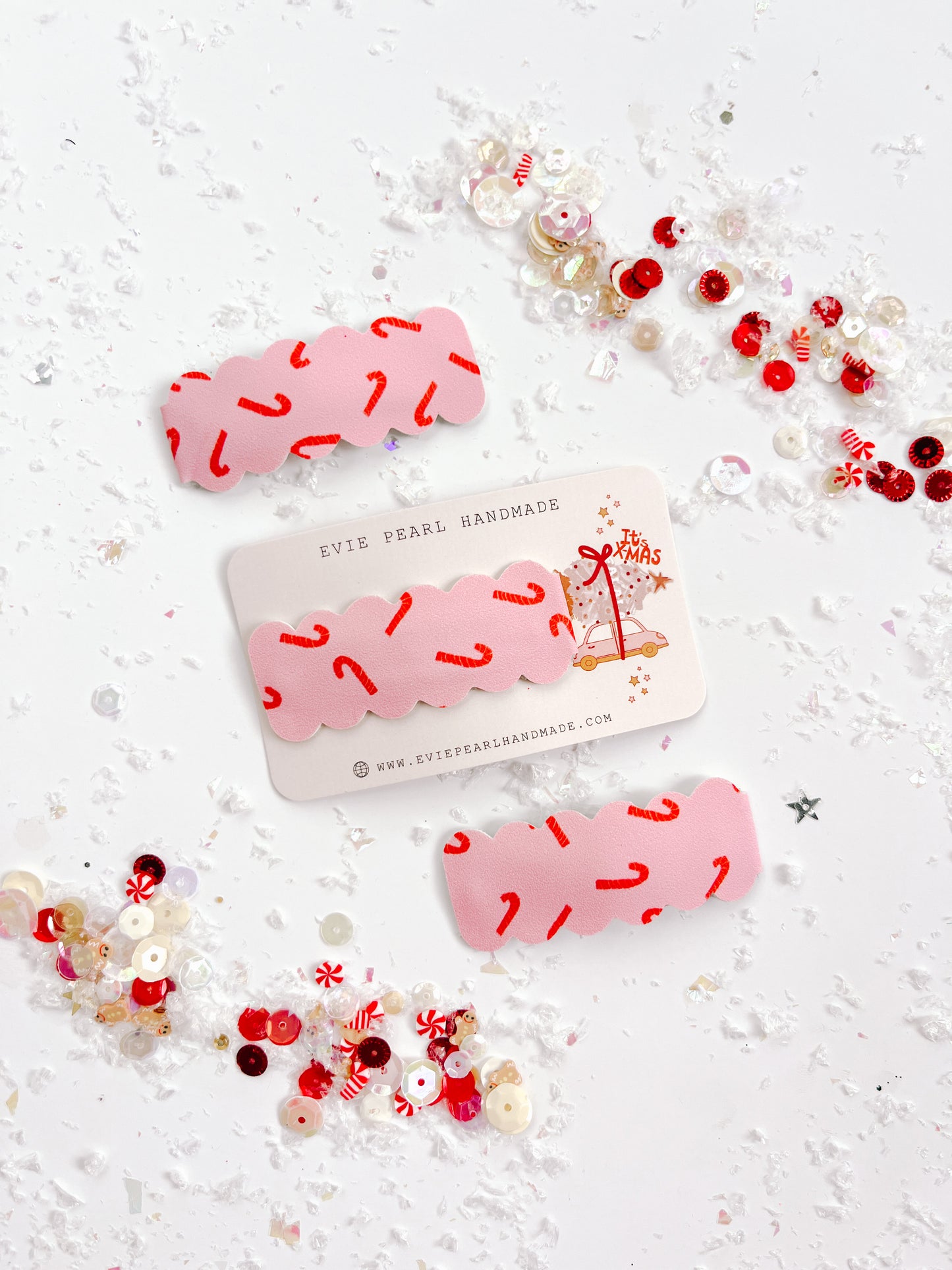Pink Candy Cane Single Snap Clip
