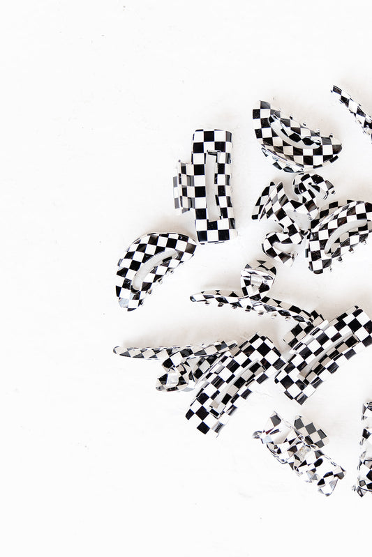 Black White Checkered Claw Clips