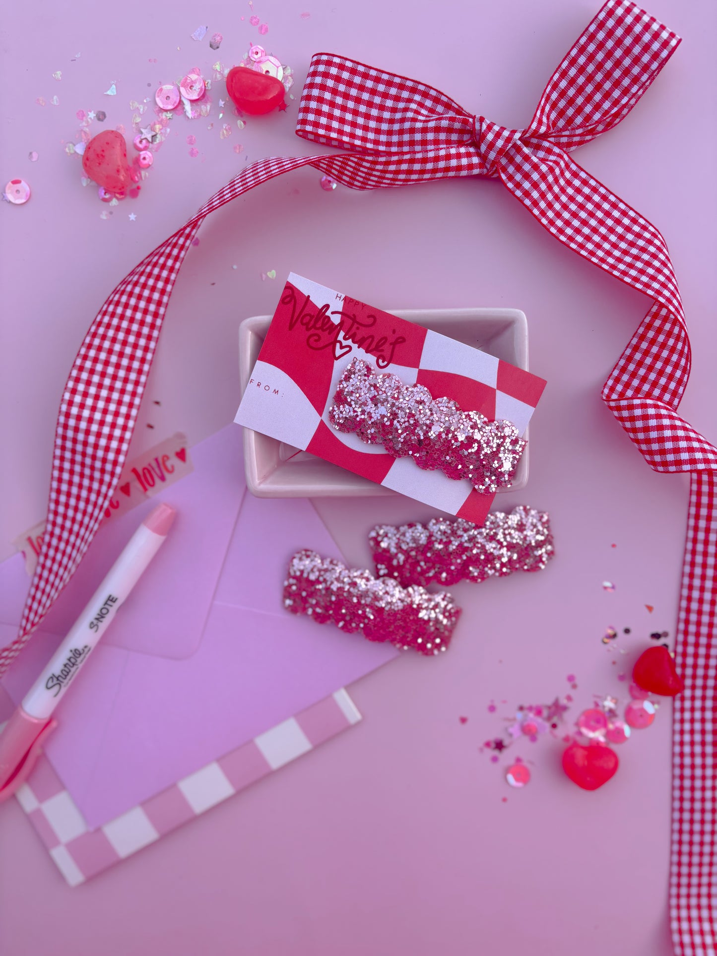 Rose Pink Glitter Snap Clip