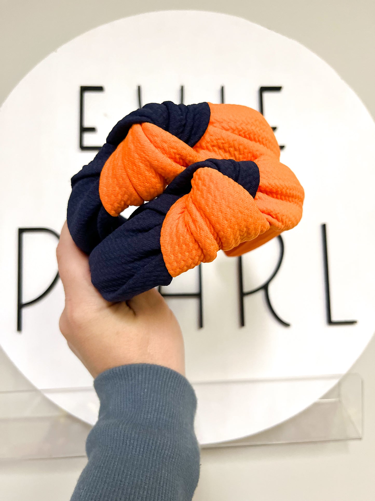 Navy Orange Knotted Headband for girls and women