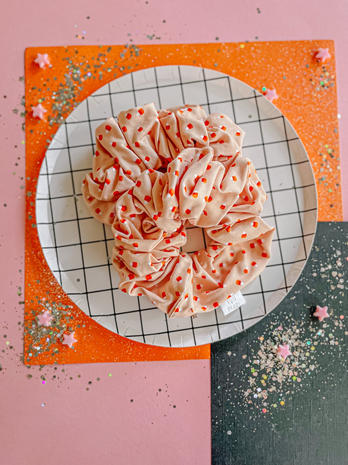 Peachy|Orange Candy Corn Oversized Scrunchie