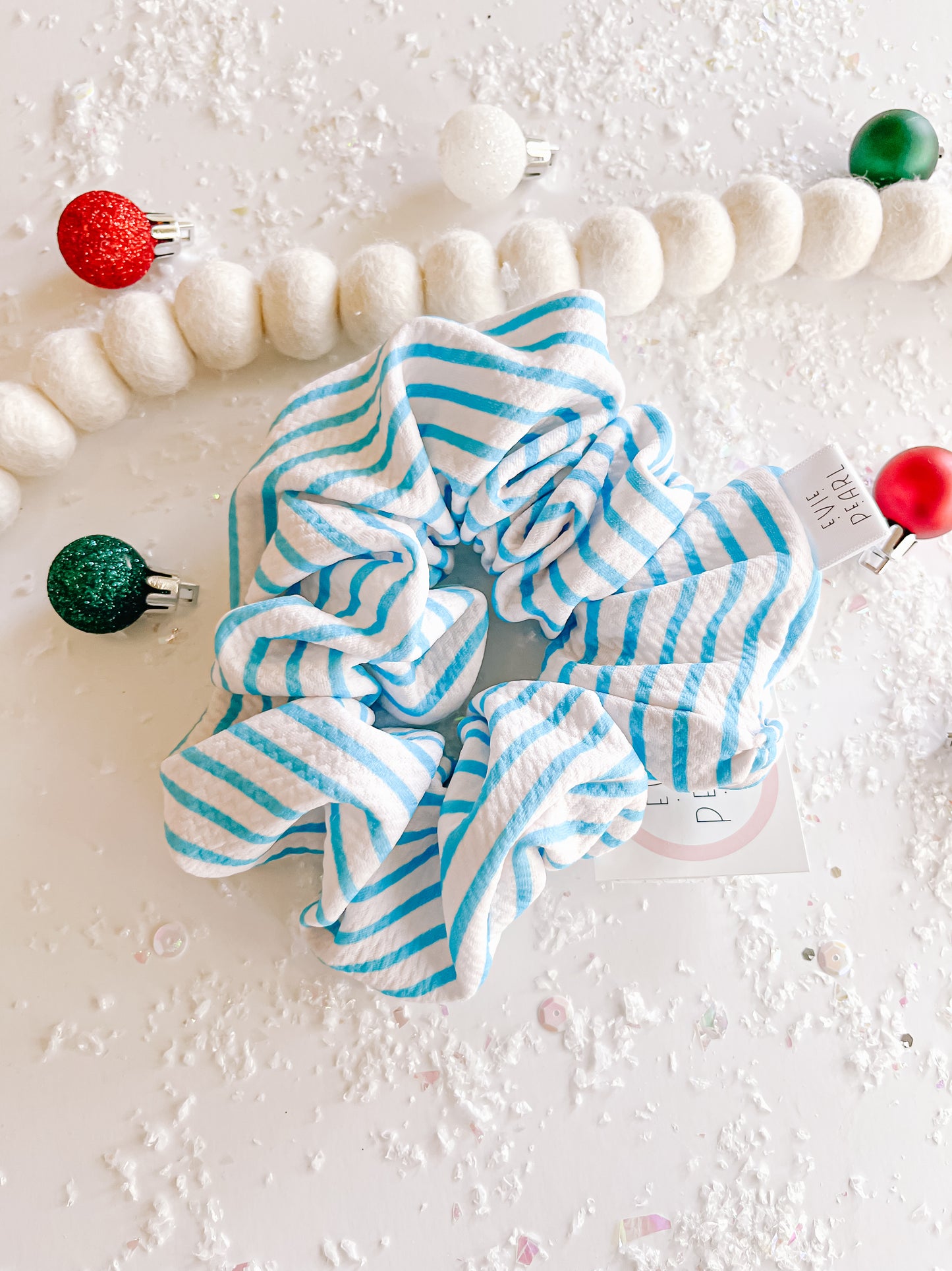 Blue White Stripe Oversized Scrunchy