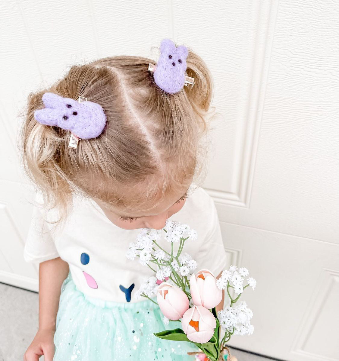 Lilac Purple Peep Pigtail Clips