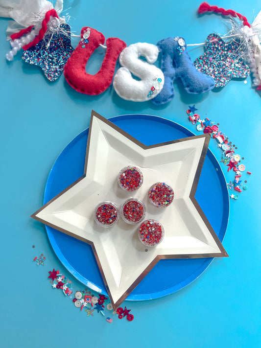 Red Silver & Blue Star Hair Glitter