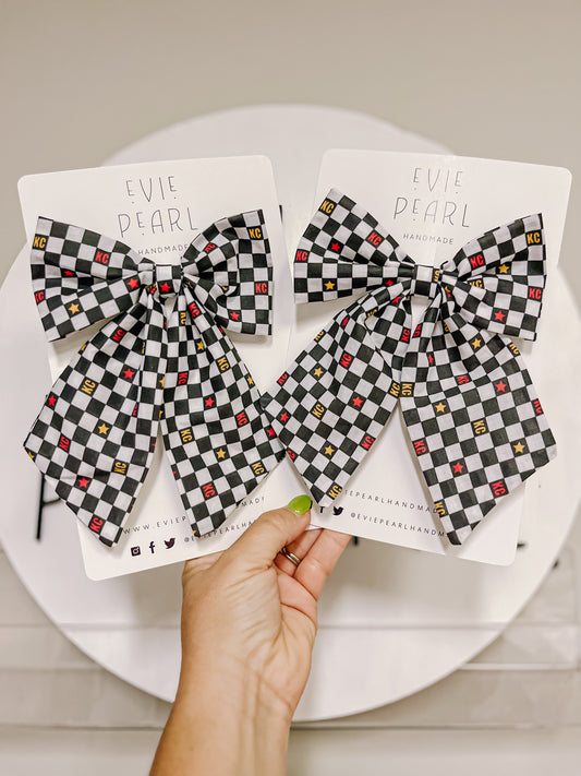 Black| Checkered KC Sailor Bow