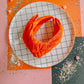 Orange|Daisy Flocked Knotted Headband for Girls & Women