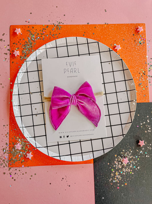 Plum Berry| Velvet Small Bow on Nylon Headband