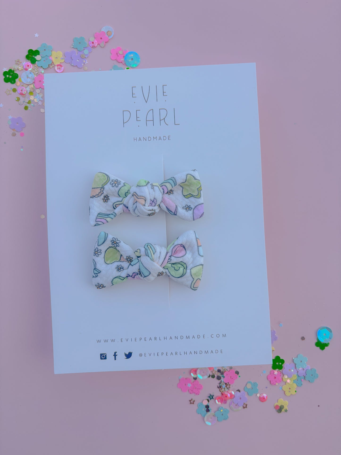 Mini Lucky Charms Knot Bow Pigtail Set