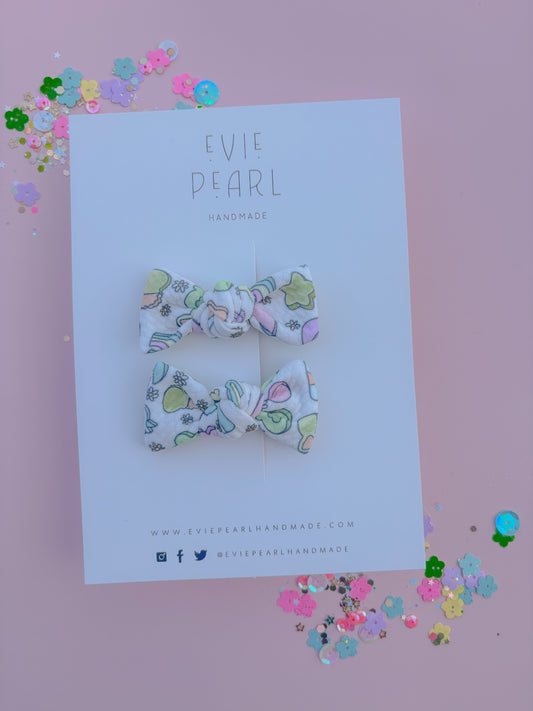 Mini Lucky Charms Knot Bow Pigtail Set