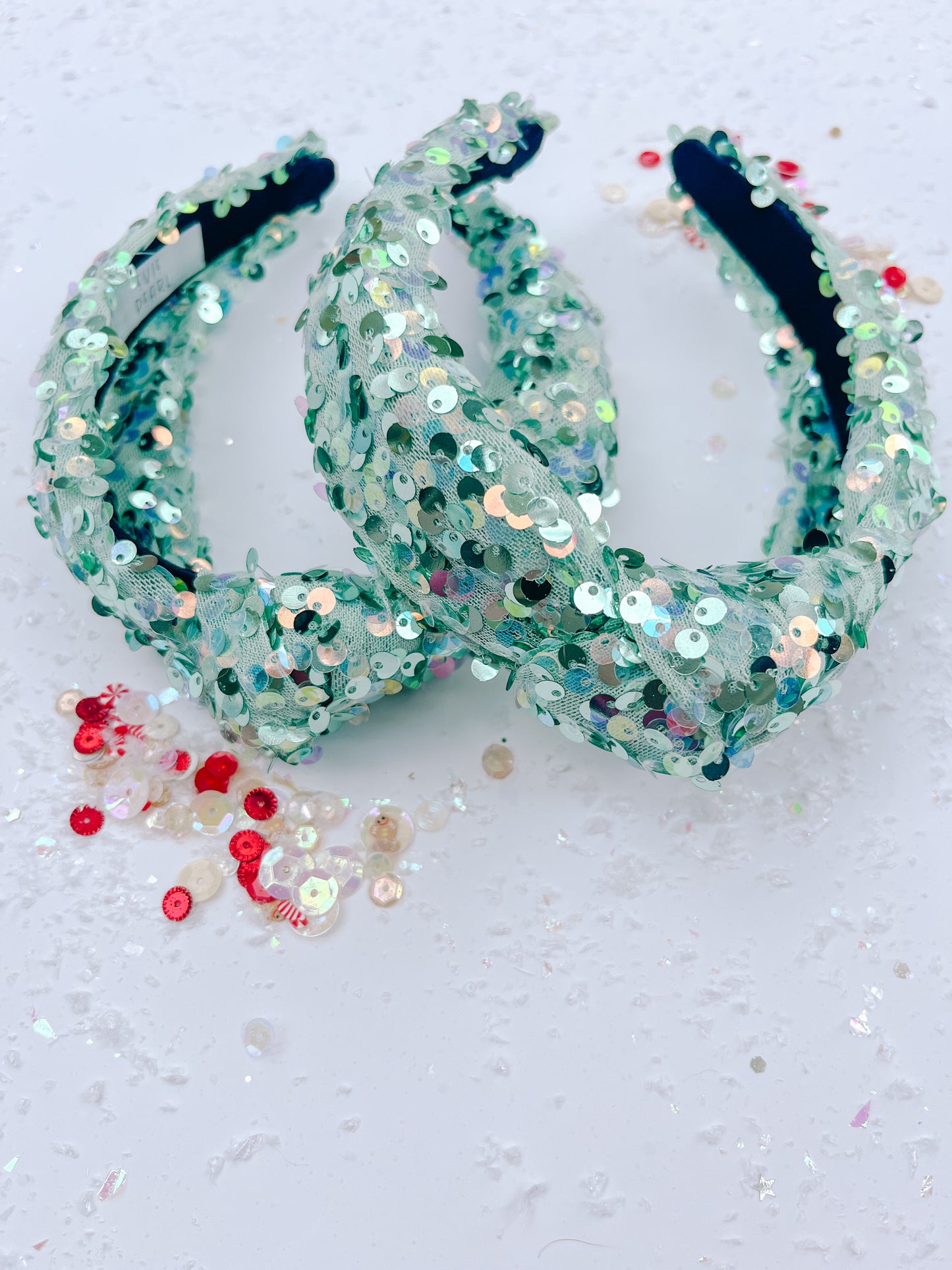 Mint Green Sequins Knotted Headband for Girls & Women
