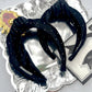 Black Rhinestone Velvet Knotted Headband for Girls & Women