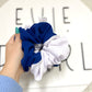 Royal Blue & White colorblock Oversized Scrunchie