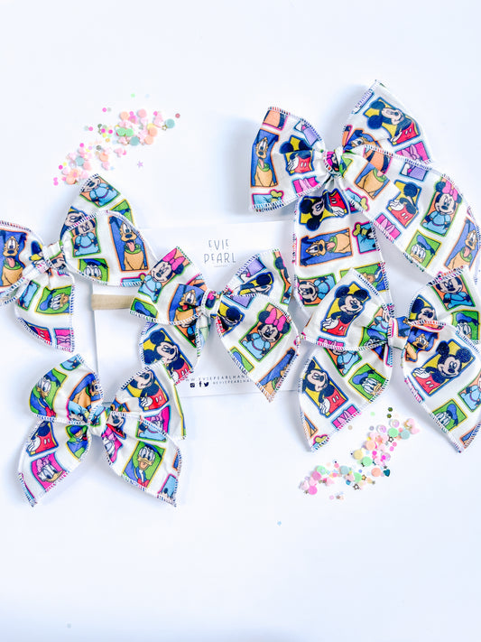 Nostalgic 90s Mouse & Friends Bow