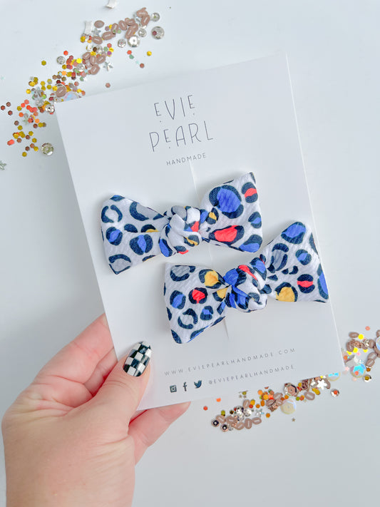KU Leopard Knot Bow Pigtail Bows