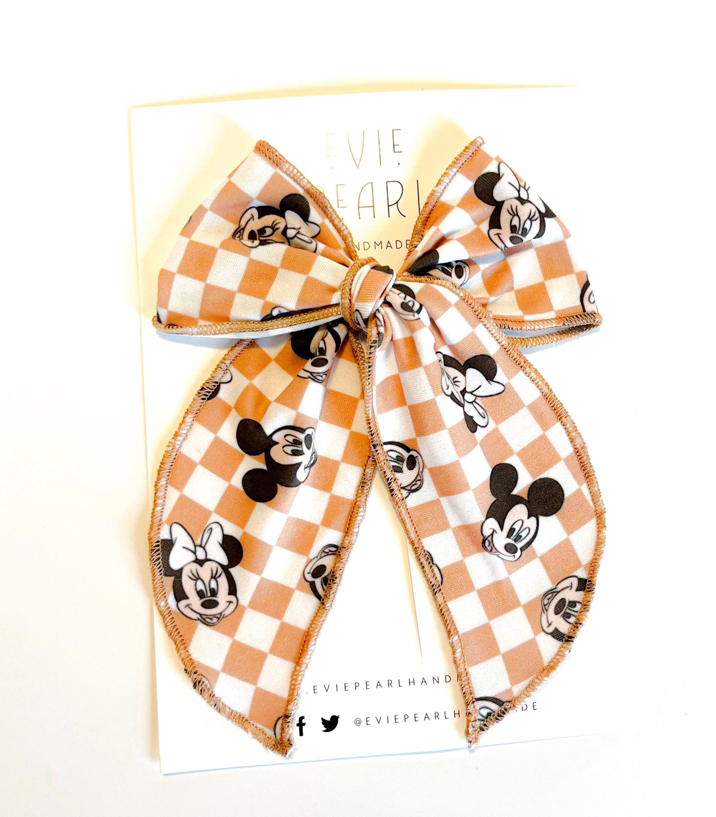 Tan Checkered Modern Mouse Bow