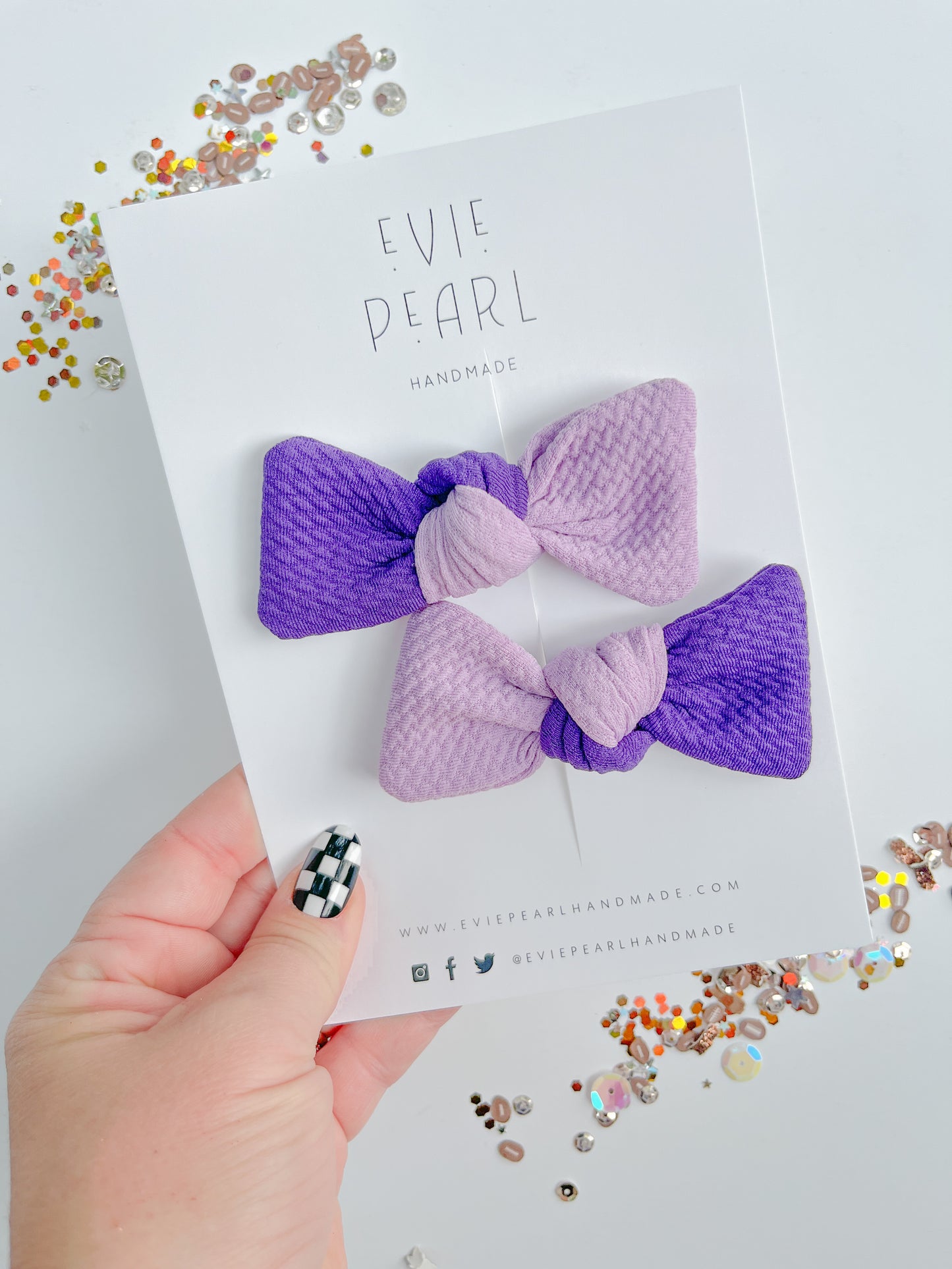 KSU Purple Colorblock Knot Bow Pigtail Bows