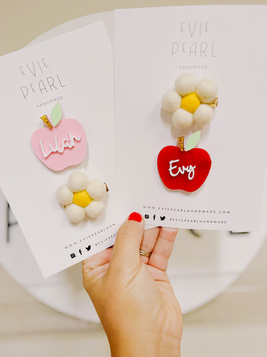 PREORDER: Personalized Apple Hair Clip