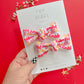Kansas City White Cursive Knot Bow Pigtail Set