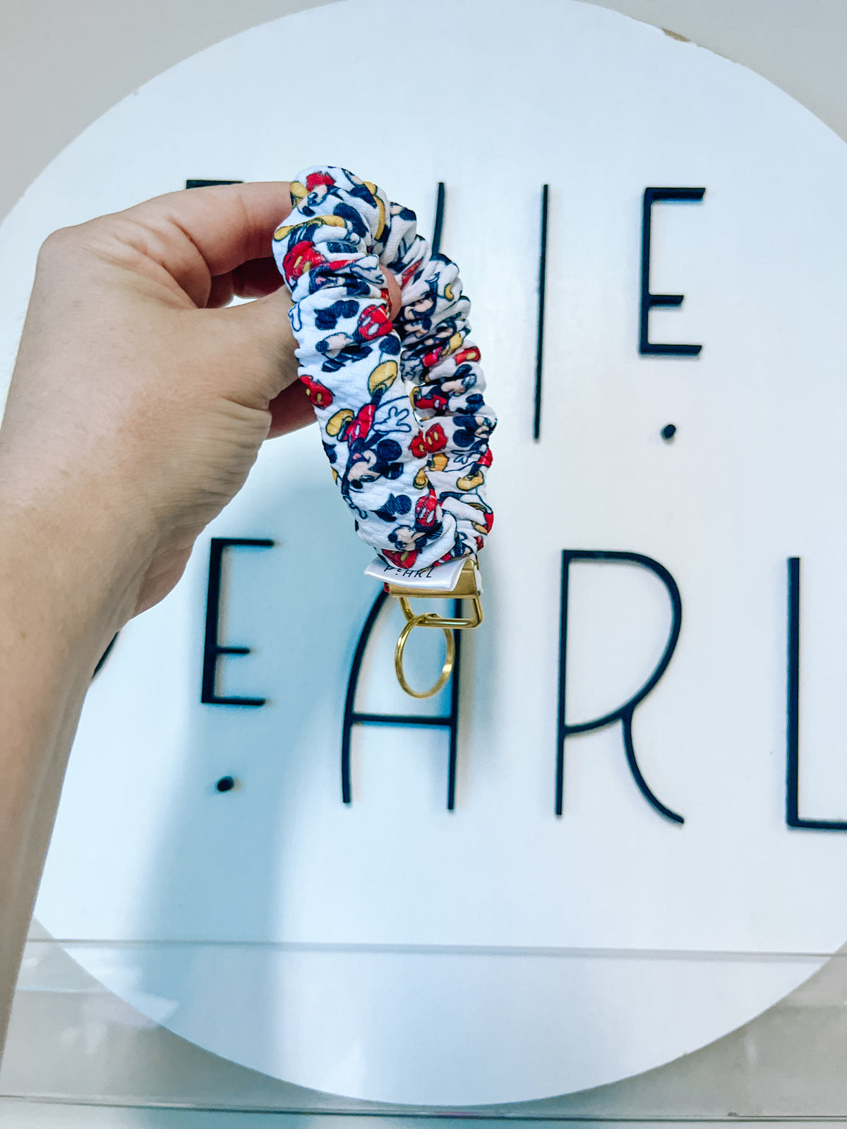 Mickey scrunchy wristlet keychain