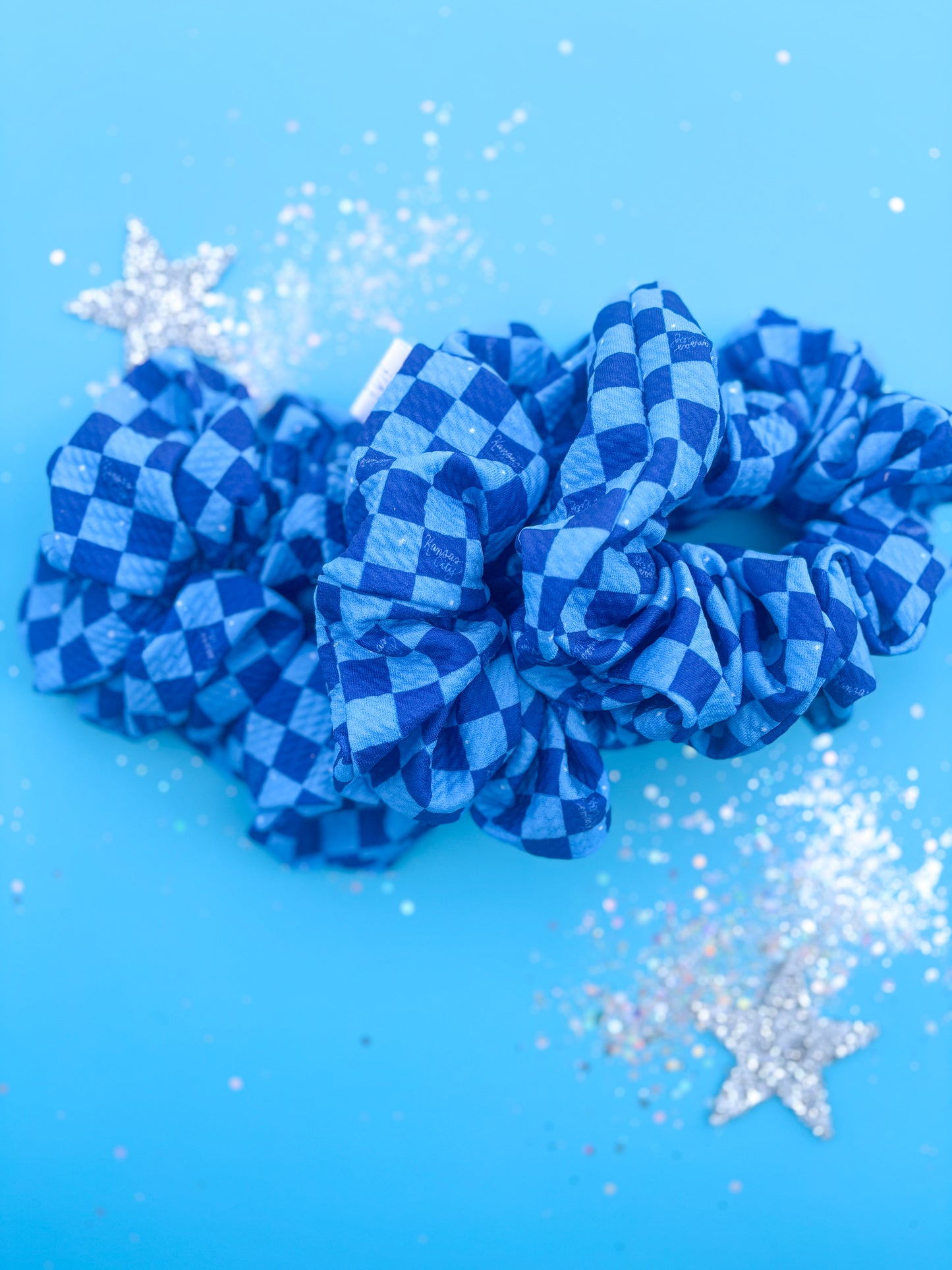 Blue Checkered Kansas City Oversized Scrunchy