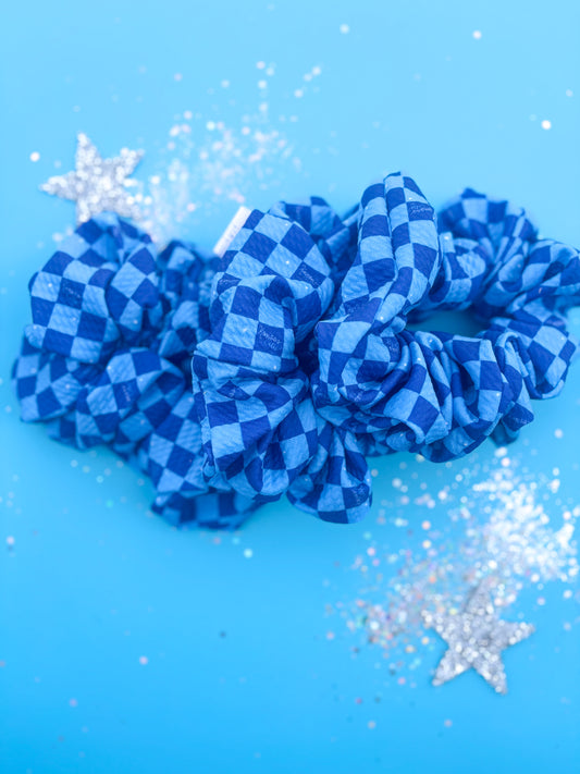 Blue Checkered Kansas City Oversized Scrunchy