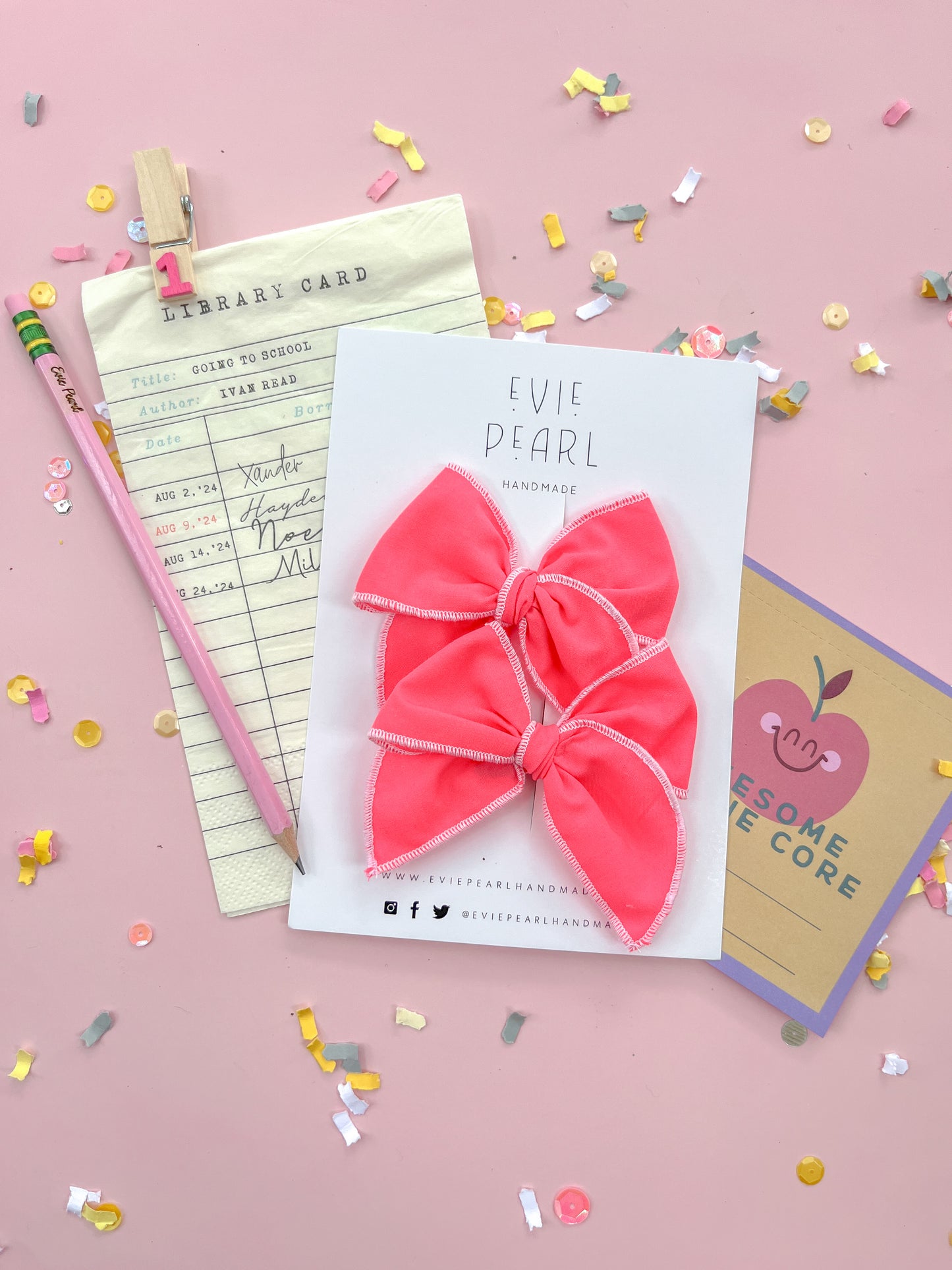 Personalized Initial Hot Pink Small Pigtail Bows