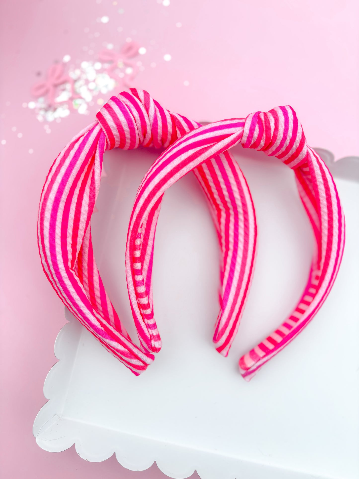 Pretty in Pink Stripe Knotted Headbands