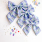 Blue Green Floral Sailor Bow