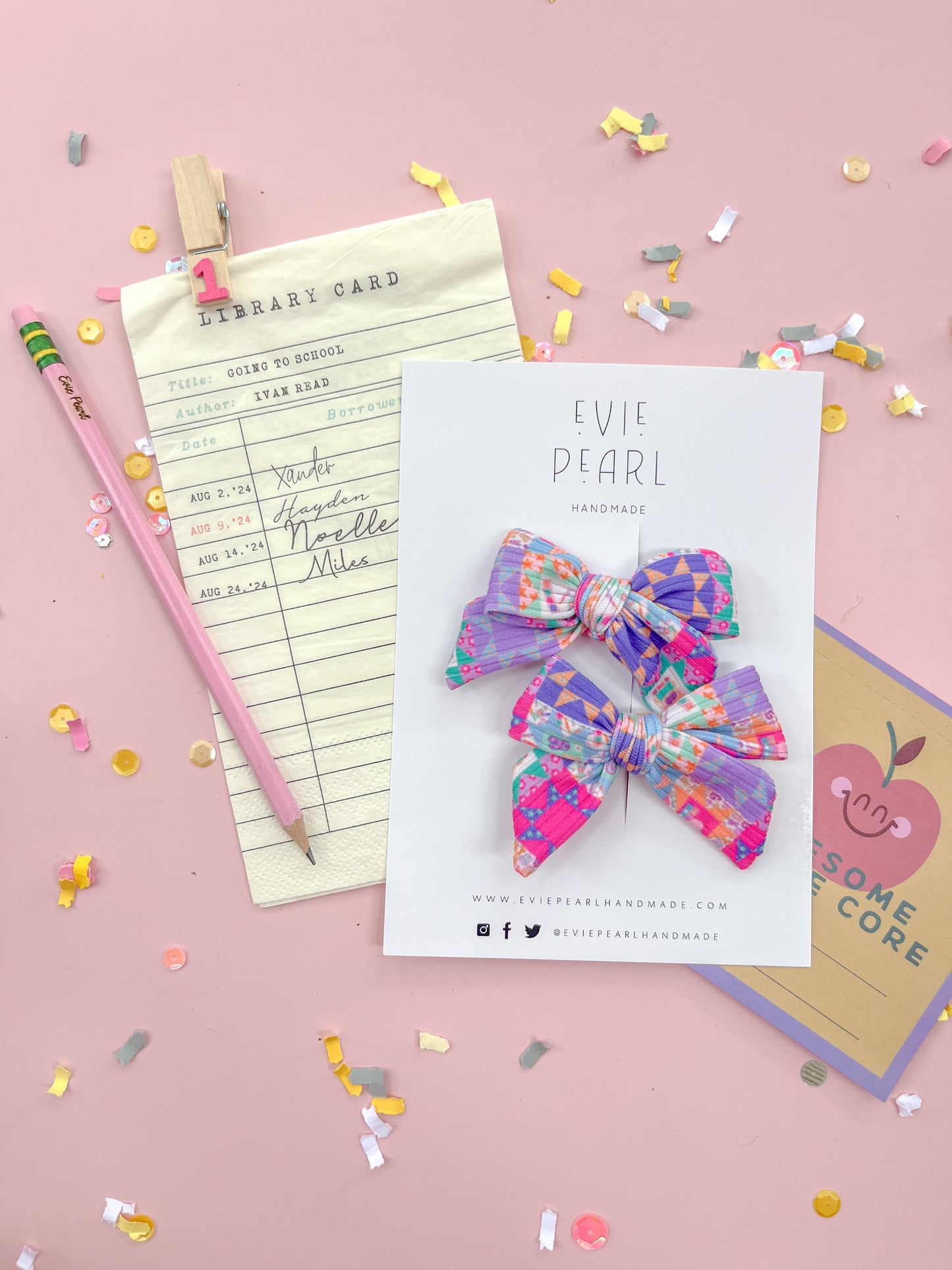 Bright Quilt Back To School Small Pinwheel Pigtails