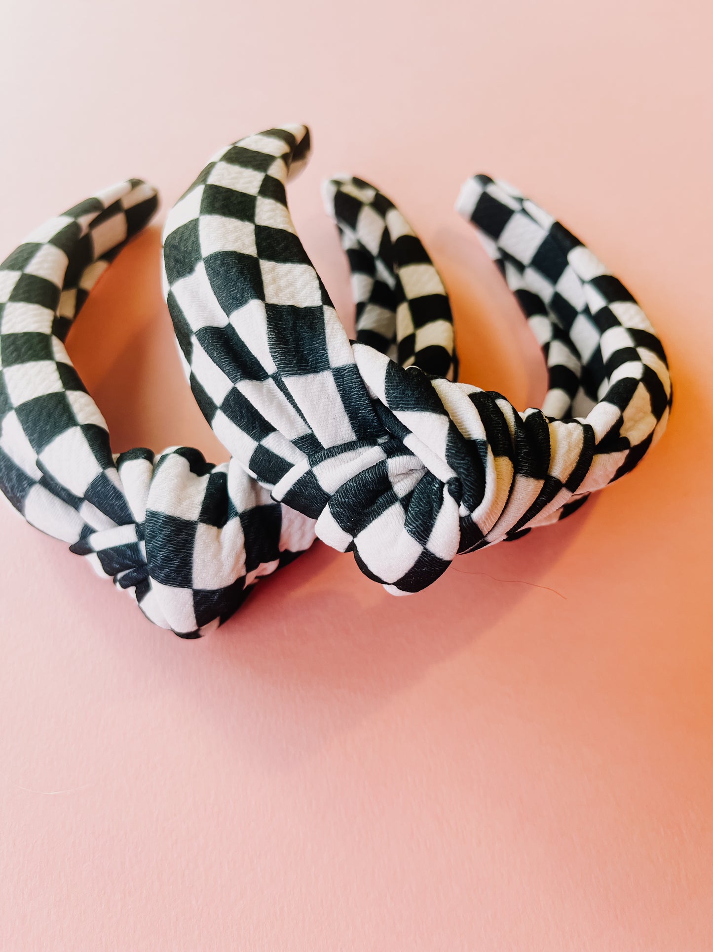 Black & White Checkered Knotted Headband for girls & women