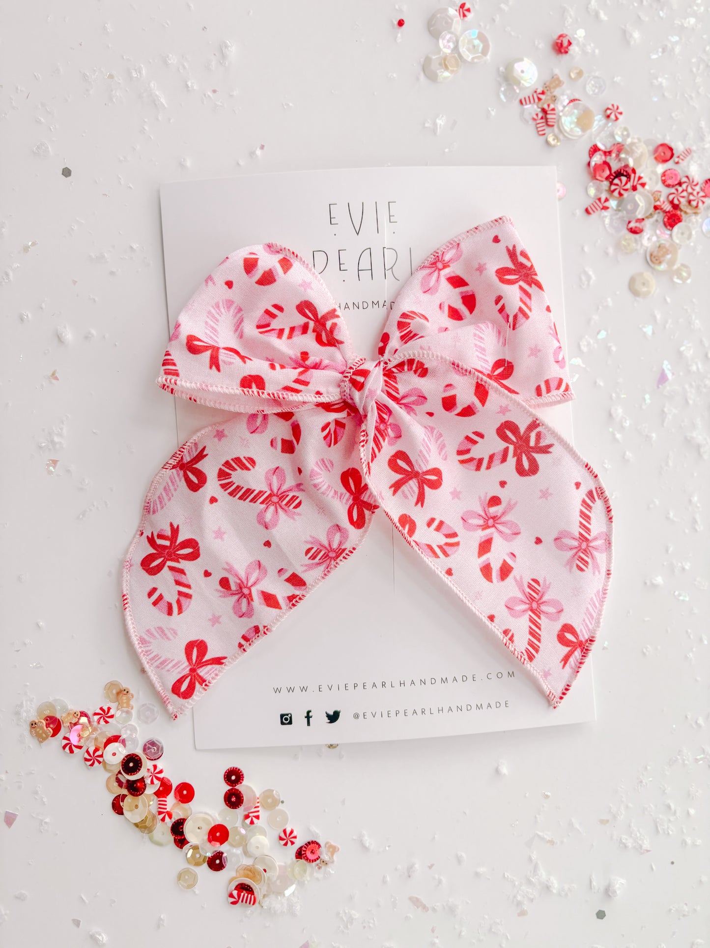 Pink Red Candy Cane Bow