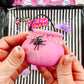 Mini Pink Spider Glitter Cauldron Filled With Snap Clips