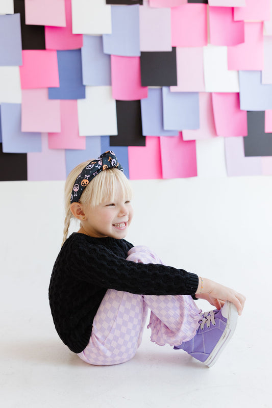 Black|Pumpkin Bow Buckets Knotted Headband for Girls & Women