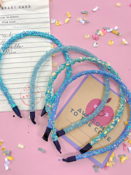 1 Blue Surprise Glitter Headband For Girls