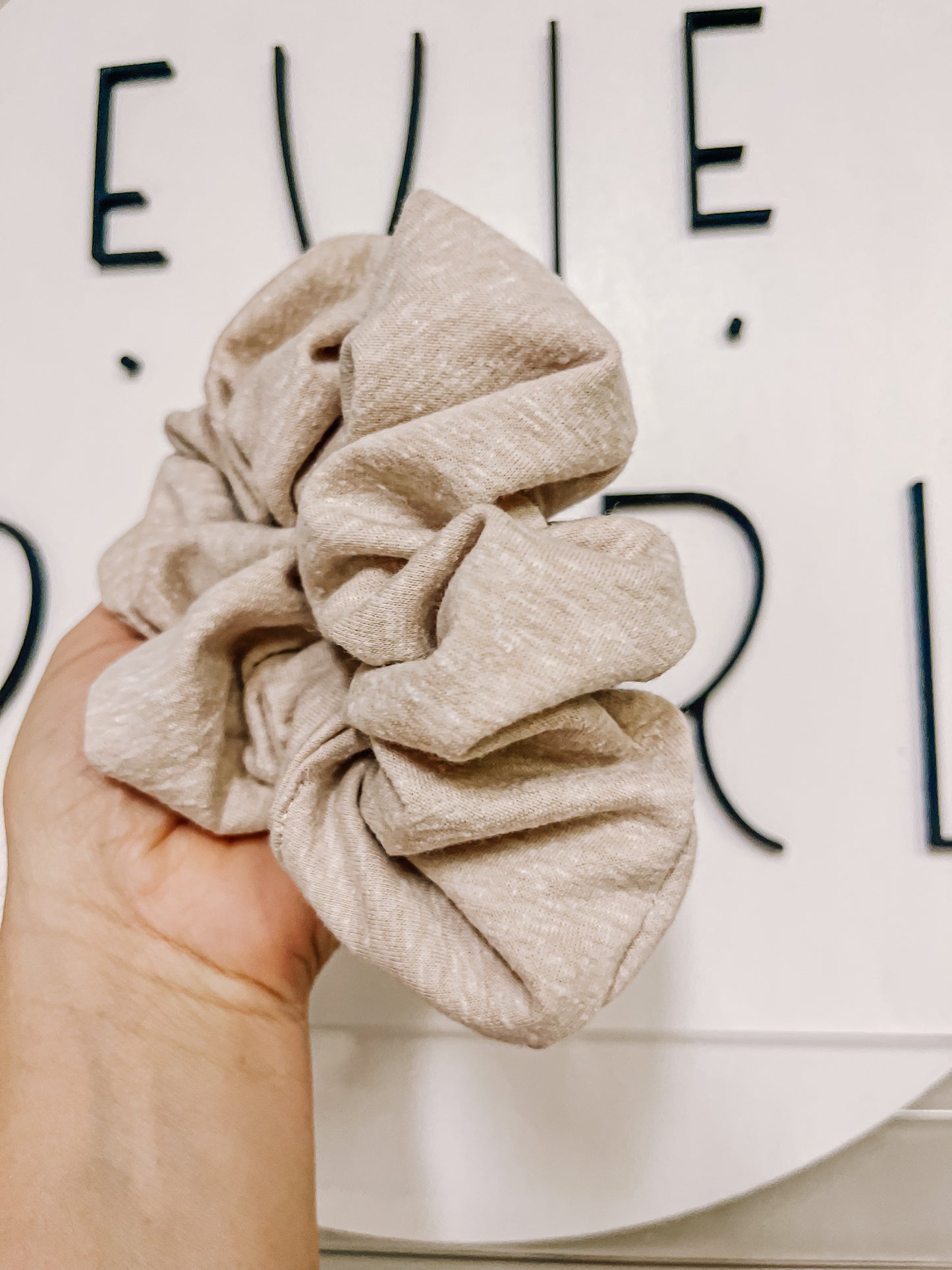 Beige Knit Oversized Scrunchy