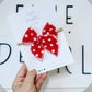 Red polka dot small bow on nylon