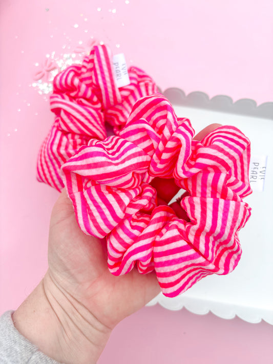 Pretty In Pink Stripe Scrunchy
