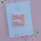 Mini Light Pink Bullet Knot Bow Pigtail Set