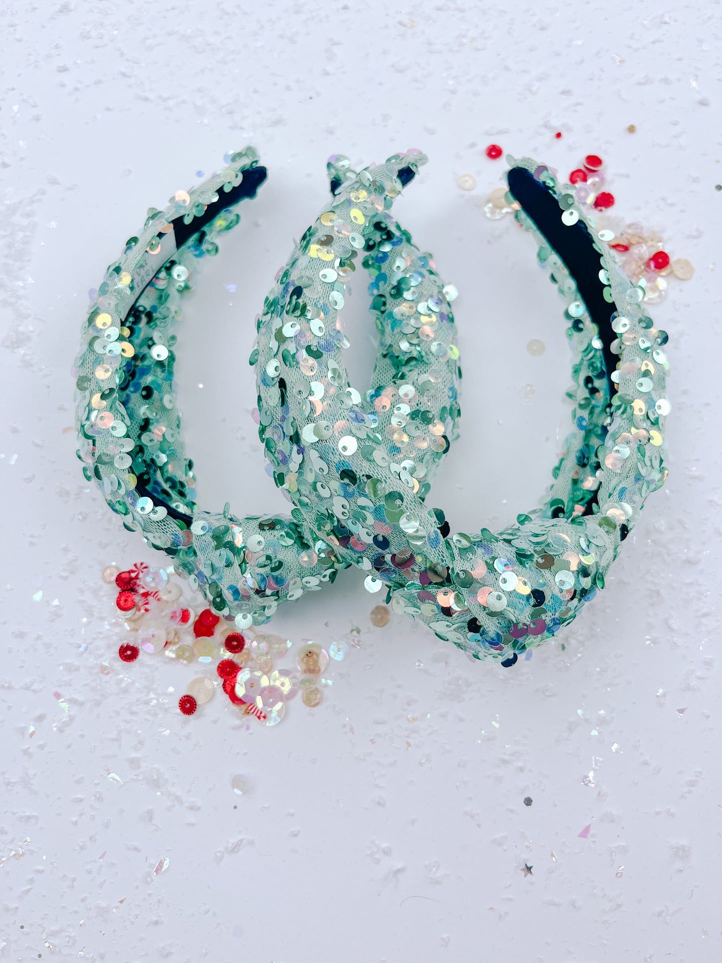 Mint Green Sequins Knotted Headband for Girls & Women