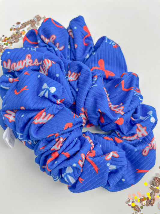KU Rockchalk Jayhawk Blue Oversized Scrunchy